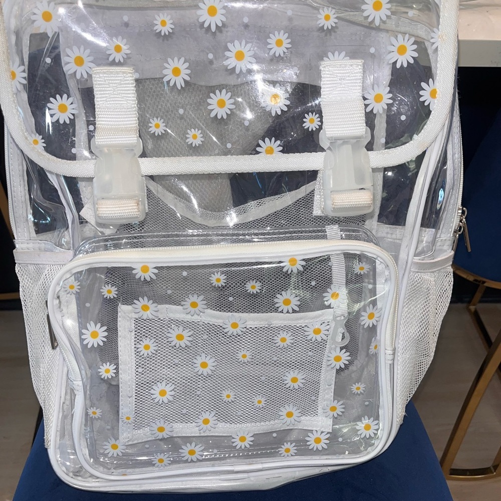 Clear Backpack with Daisy Print
